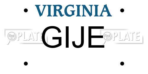 GIJE Virginia License Plate