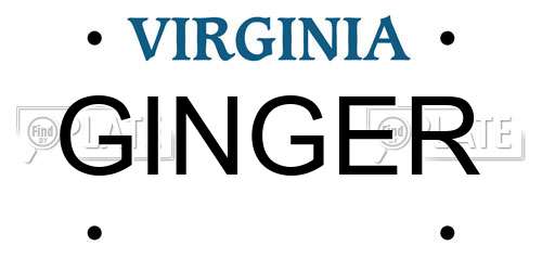 GINGER Virginia License Plate