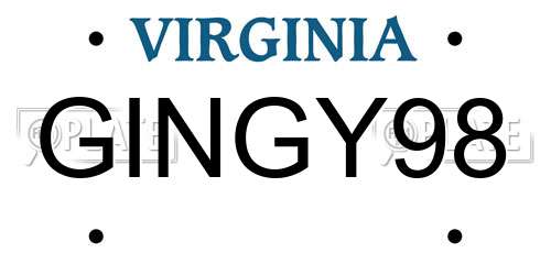 GINGY98 Virginia License Plate