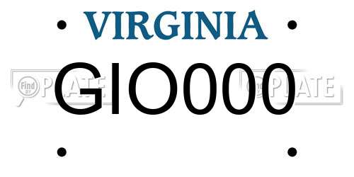 GIO000 Virginia License Plate