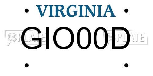 GIO00D Virginia License Plate