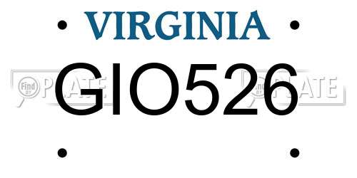 GIO526 Virginia License Plate