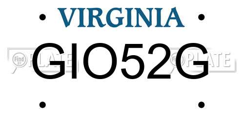 GIO52G Virginia License Plate