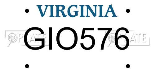 GIO576 Virginia License Plate