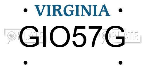 GIO57G Virginia License Plate