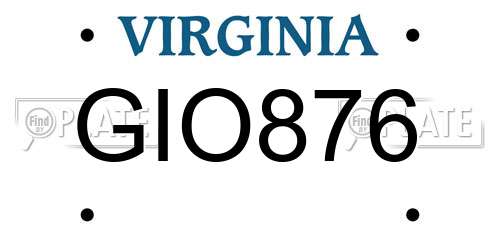 GIO876 Virginia License Plate