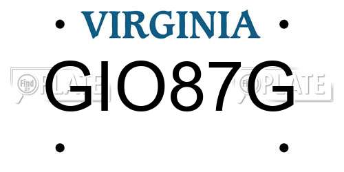 GIO87G Virginia License Plate