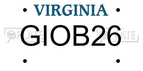 GIOB26 Virginia License Plate