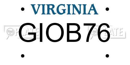 GIOB76 Virginia License Plate