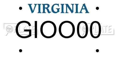 GIOO00 Virginia License Plate