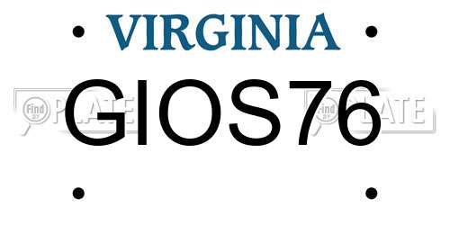 GIOS76 Virginia License Plate