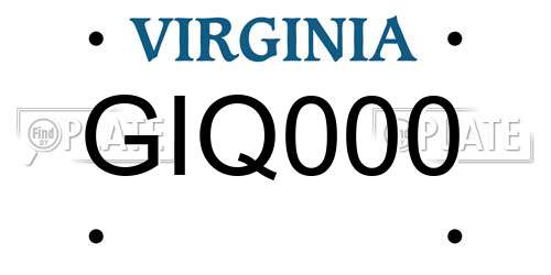 GIQ000 Virginia License Plate