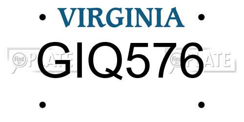 GIQ576 Virginia License Plate