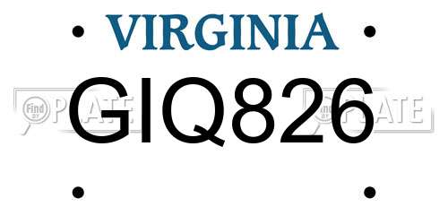 GIQ826 Virginia License Plate