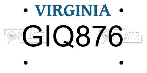 GIQ876 Virginia License Plate