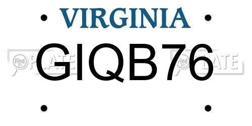 GIQB76 Virginia License Plate