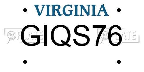GIQS76 Virginia License Plate