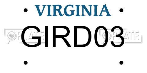 GIRD03 Virginia License Plate