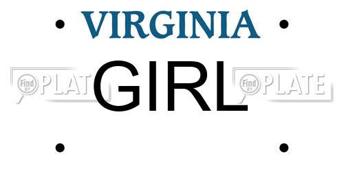 GIRL Virginia License Plate