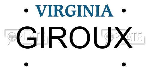 GIROUX Virginia License Plate