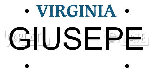 GIUSEPE Virginia License Plate