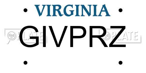 GIVPRZ Virginia License Plate