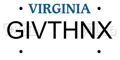 GIVTHNX Virginia License Plate