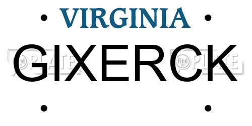 GIXERCK Virginia License Plate