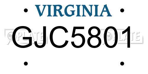 GJC5801 Virginia License Plate