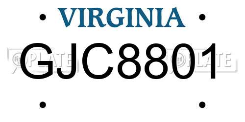 GJC8801 Virginia License Plate