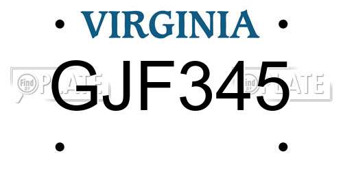 GJF345 Virginia License Plate