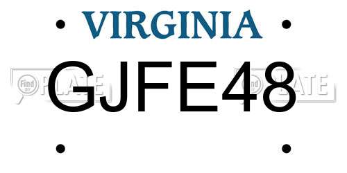 GJFE48 Virginia License Plate