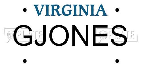GJONES Virginia License Plate