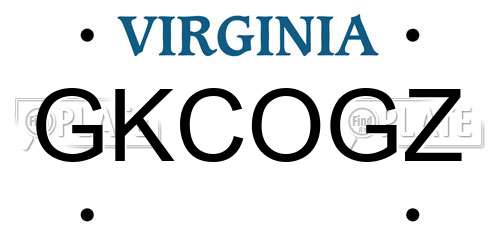 GKCOGZ Virginia License Plate