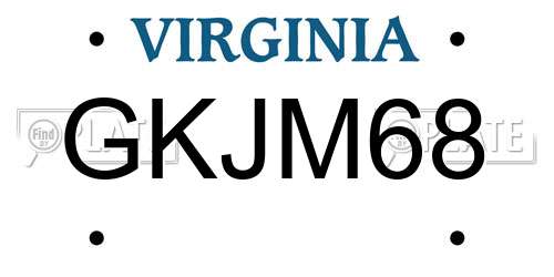 GKJM68 Virginia License Plate