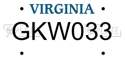 GKW033 Virginia License Plate