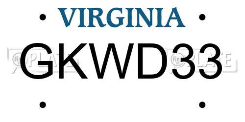 GKWD33 Virginia License Plate