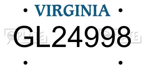 GL24998 Virginia License Plate