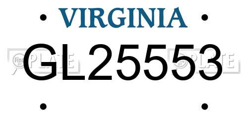 GL25553 Virginia License Plate
