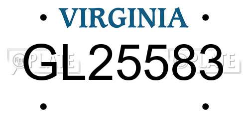 GL25583 Virginia License Plate