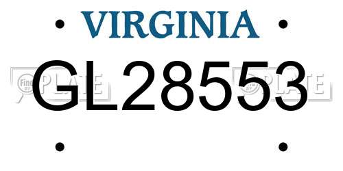GL28553 Virginia License Plate