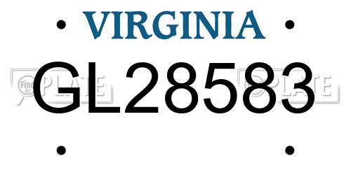 GL28583 Virginia License Plate