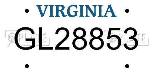GL28853 Virginia License Plate