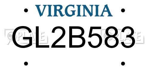 GL2B583 Virginia License Plate