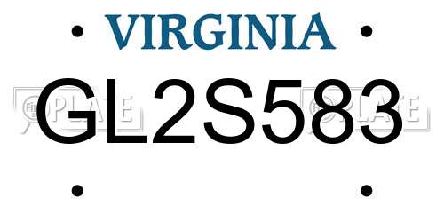 GL2S583 Virginia License Plate