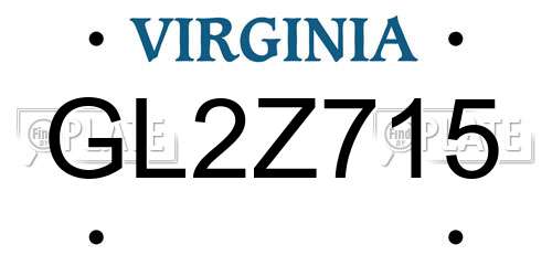 GL2Z715 Virginia License Plate