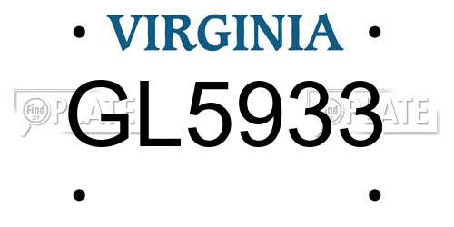 GL5933 Virginia License Plate