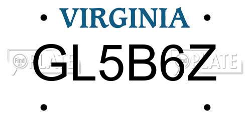 GL5B6Z Virginia License Plate