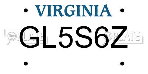 GL5S6Z Virginia License Plate