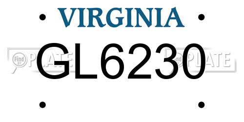 GL6230 Virginia License Plate